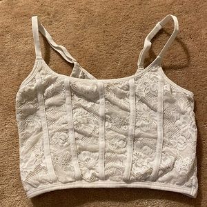 Colsie white cropped top laced back
